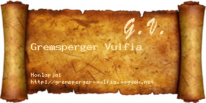 Gremsperger Vulfia névjegykártya